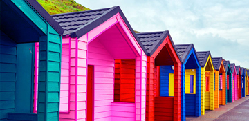 Bright colored houses showcasing Borchers maximized color acceptance through coating additives