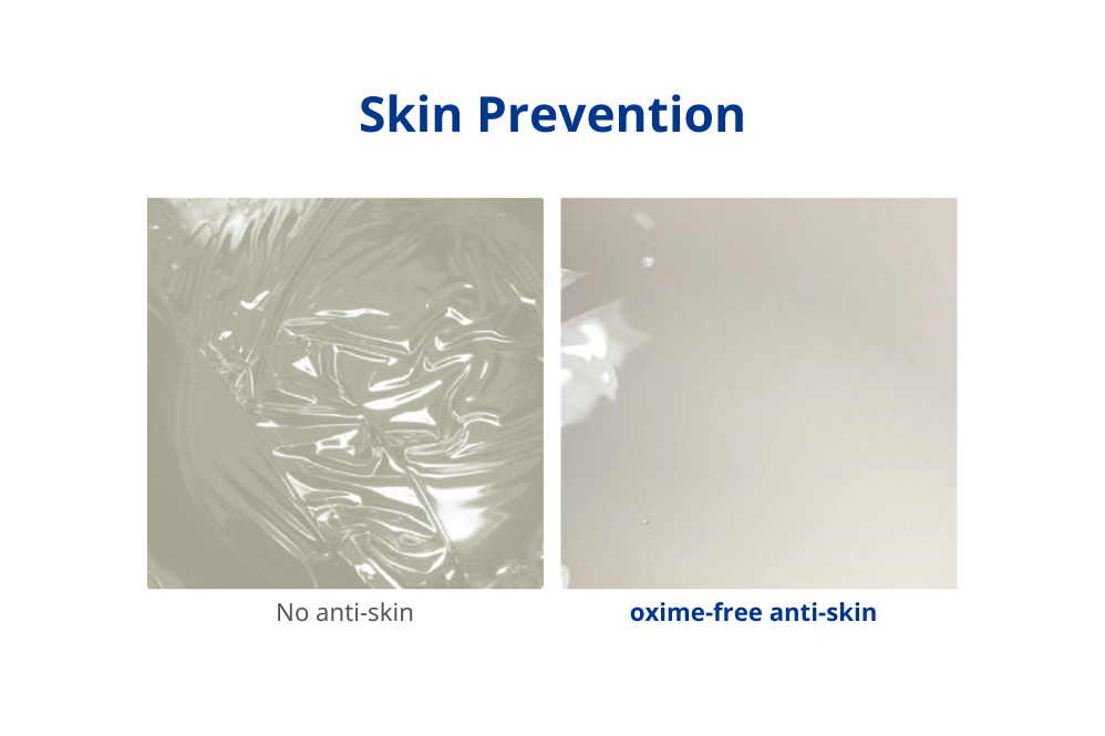 skin prevention with oxime free additives for architectural coatings